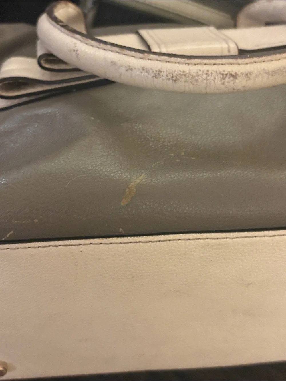 Kate Spade Alice Court Kaiya satchel in Cliff Gray and Off White